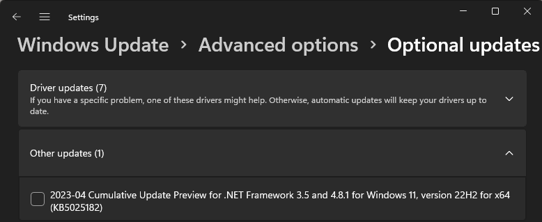 .NET Framework updates