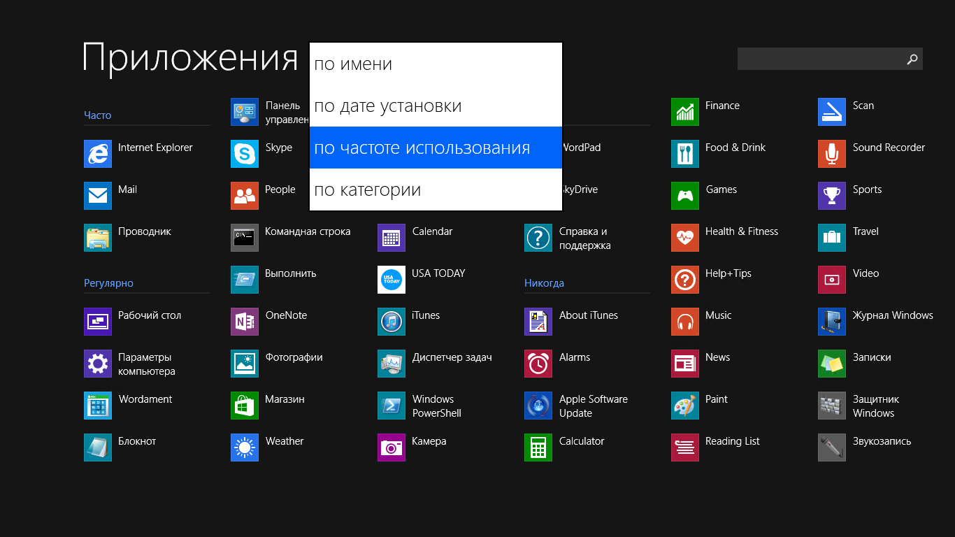 Кнопка «Пуск» в Windows RT 8.1