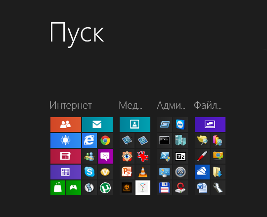 Начальный экран Windows 8