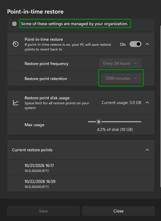Нюансы точек восстановления Point in Time Restore и System Restore